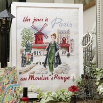 French imported DMC cross stitch self-matching kit drawing printing LBP magazine Paris Holiday Moulin Rouge