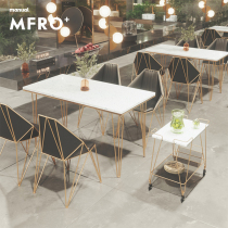 Net Red Milk Tea Shop Sweet Shop Coffee Hall Snack Hotel Bar Clear Dining Water Mills Stone Rockboard Table And Chairs Combination