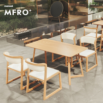 Nordic Sweet Milk Tea Shop Solid Wood Combined Coffee Hall Bar Clear Bar Commercial Dining Table And Chairs Fast Food Restaurant