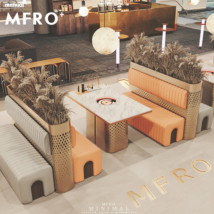 MF Commercial Hot Pot Table induction cooktop Barbecue Table Smoke-free Hotpot Dining table and chairs Combined dining room Seating Sofa