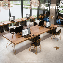 Four office table and chairs Combined office station 6 clamping table Staff bench Bench Partition Screen