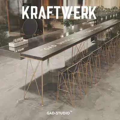 KRAFT starry sky black gold bar table Solid wood high-legged table and chair combination wall table bar chair bar long table