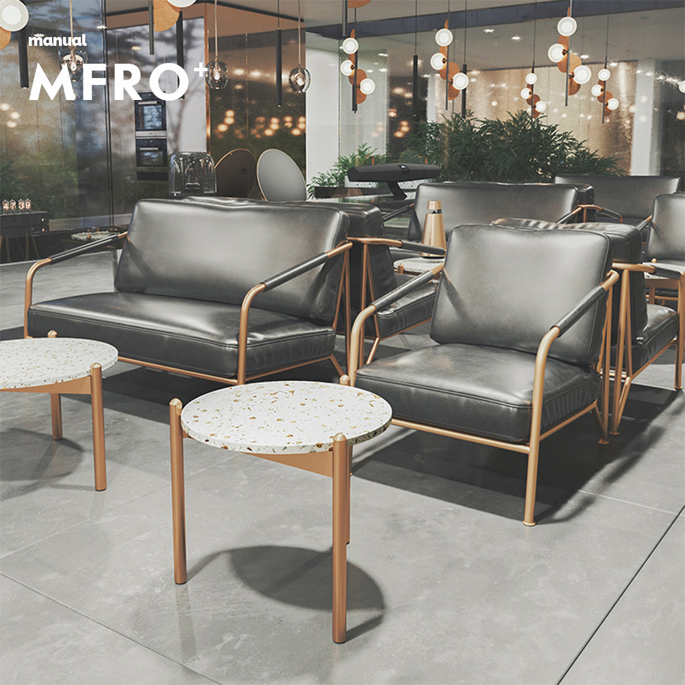 Coffee shop bar net red milk tea sweet shop leisure negotiation sofa sample house display center terrazzo rock board table and chair combination