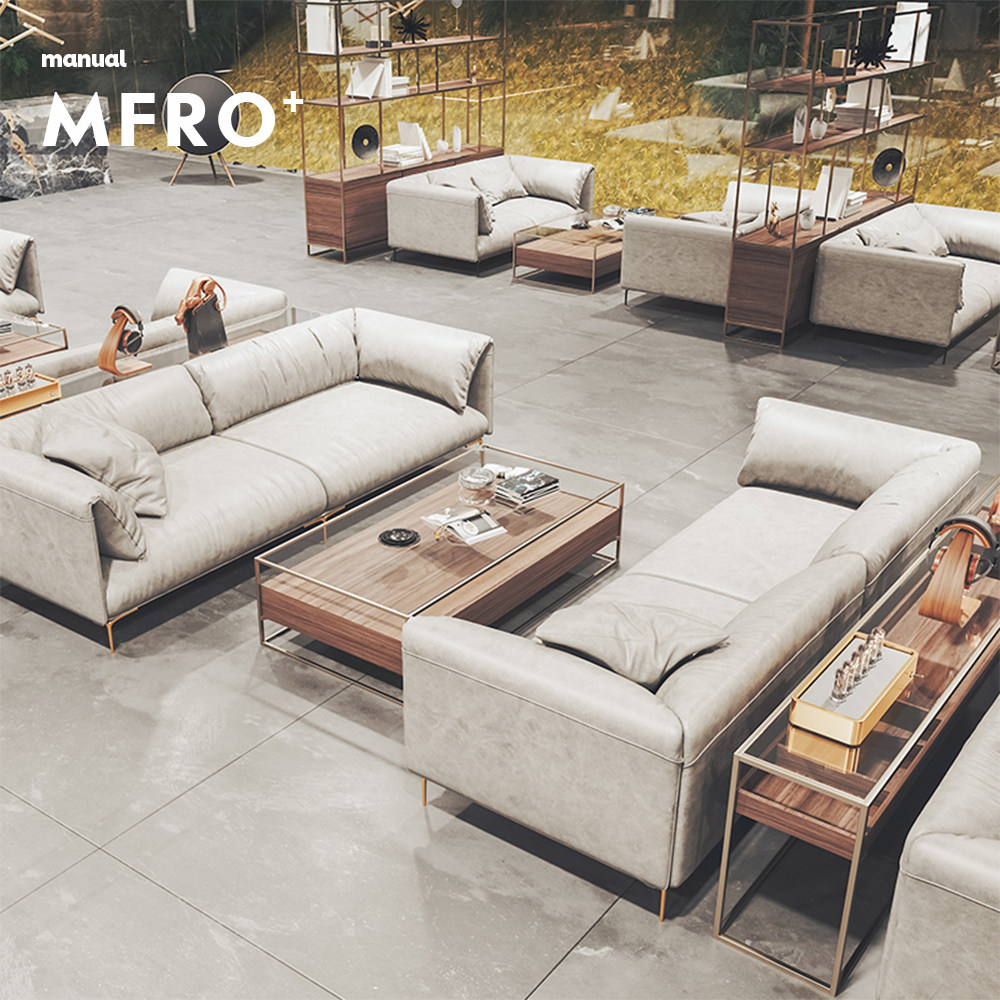 Real Leather Light Lavish Sample House Display Central section 4S Hotel clubhouse Reception talks Sofa Composition Office Rest Area