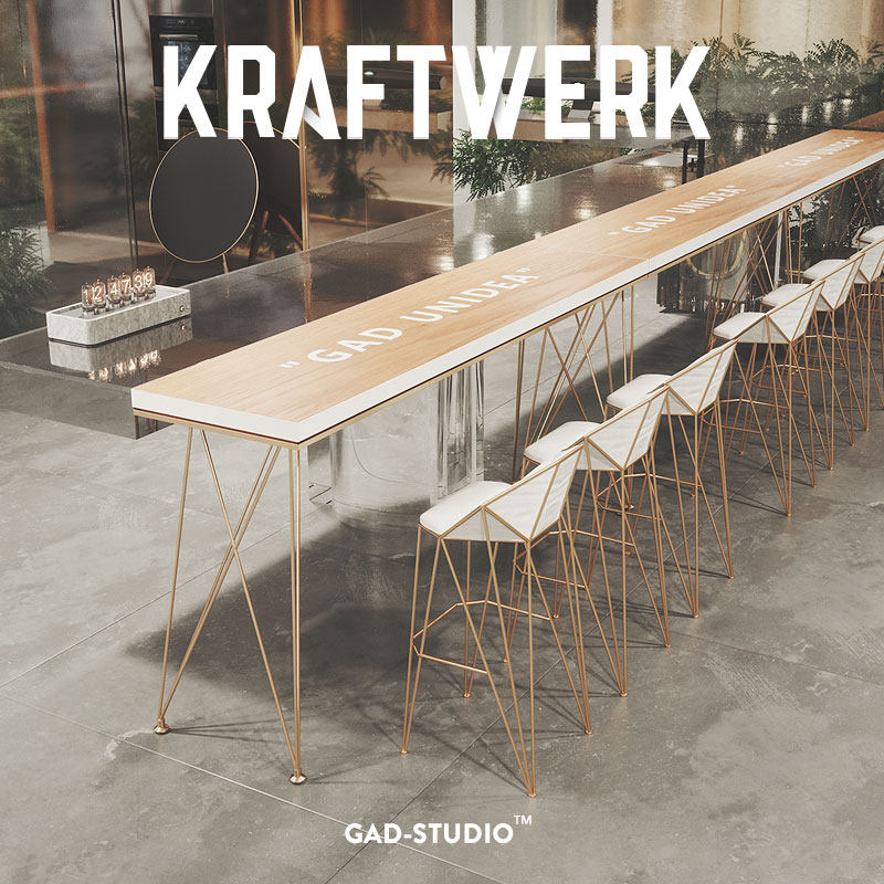 Bar table solid wood high foot table and chairs combined clear wine bar Milk Shop Cafe Leaning Against Wall Table Bar Table Chairs Balcony Strip Table