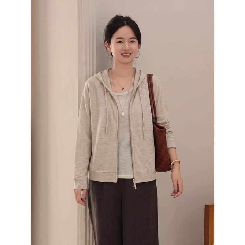 Ma Xiang | Hemp Hooded Sweatshirt for Women 2026 Early Autumn Lazy Style Casual Age-Reducing Hoodie Jacket Fsy60905 Ma Xiang | Hemp Hooded Sweatshirt for Women 2026 Early Autumn Lazy Style Casual Age-Reducing Hoodie Jacket Fsy60905