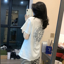 2023 spring and summer new sweet and sassy fashion suit trendy Sanskrit printed short-sleeved T-shirt striped shorts two-piece set