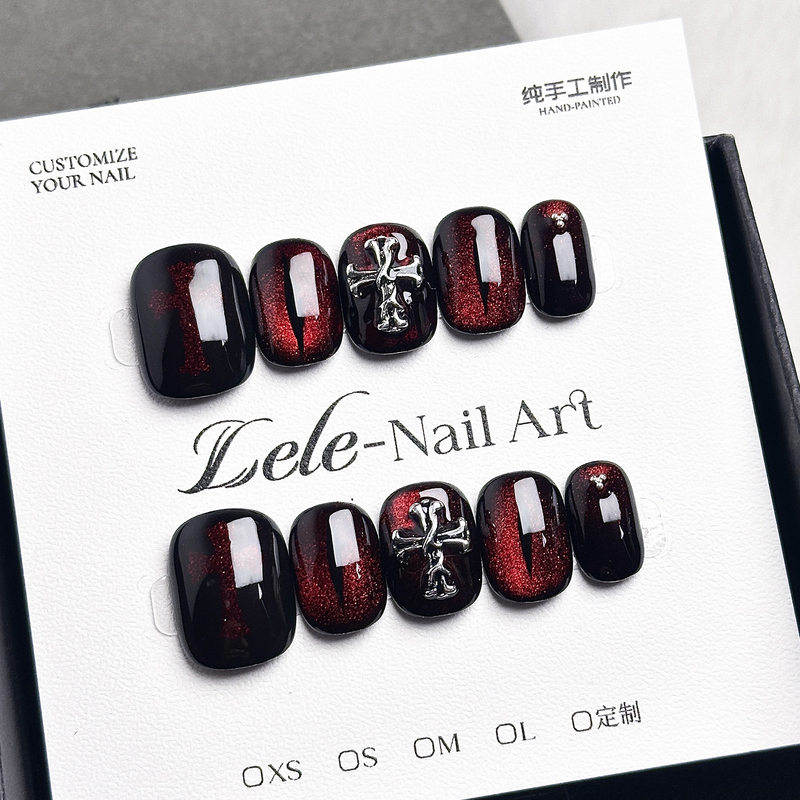 Lele【Devil's Eye】Purely Handmade Wearable Nails with Hand-Painted High-End Fashion Design, Stylish and Unique for Both Men and Women, Short Style That Enhances Complexion