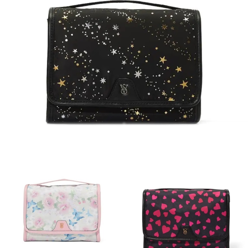Authentic Victoria's Secret Portable Makeup Bag with Hook, Toiletry Bag, Storage Bag, Tool Bag, Heart-Shaped Butterfly Design Authentic Victoria's Secret Portable Makeup Bag with Hook, Toiletry Bag, Storage Bag, Tool Bag, Heart-Shaped Butterfly Design
