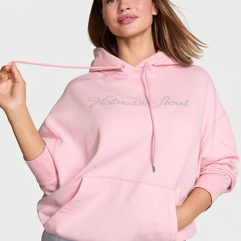 Victoria's Secret Genuine Hot-Stamped Lettered Rhinestone Hoodie Loungewear Loose Comfortable Top Sweatshirt Victoria's Secret Genuine Hot-Stamped Lettered Rhinestone Hoodie Loungewear Loose Comfortable Top Sweatshirt