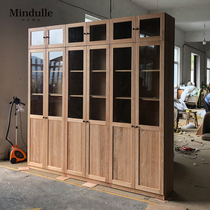 Simple modern bookcase floor-to-ceiling with door bookshelf free custom Nordic bookcase glass door home locker study