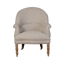 American solid wood casual single sofa fabric retro tiger chair pure copper caster seat living room chorioodle chair