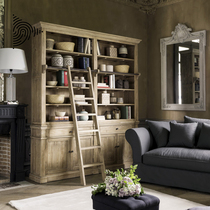 American custom combination bookcase solid wood retro bookshelf with door floor cabinet study furniture oak locker