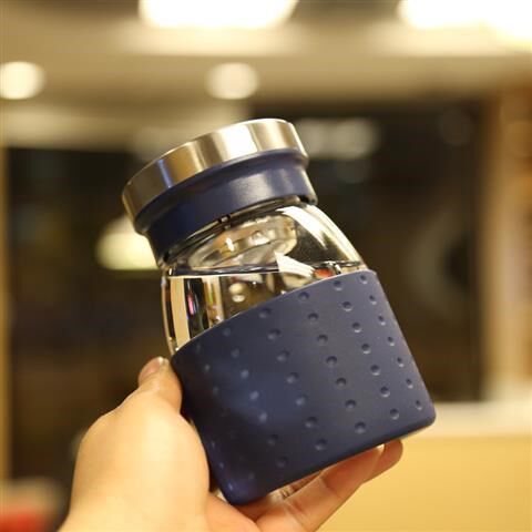 Beautiful cup for women's fashion dormitory with simple glass cup 350m female drop-proof anti-hot tea isolation