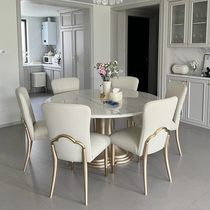 Light luxury American dining table and chairs marble dining table beech wood leather dining chair 1 table and 4 chair combination villa high-end furniture