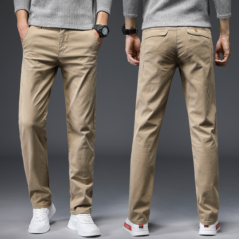 Autumn cotton casual pants men's loose straight trend all-match khaki elastic pants men's spring and autumn thick trousers