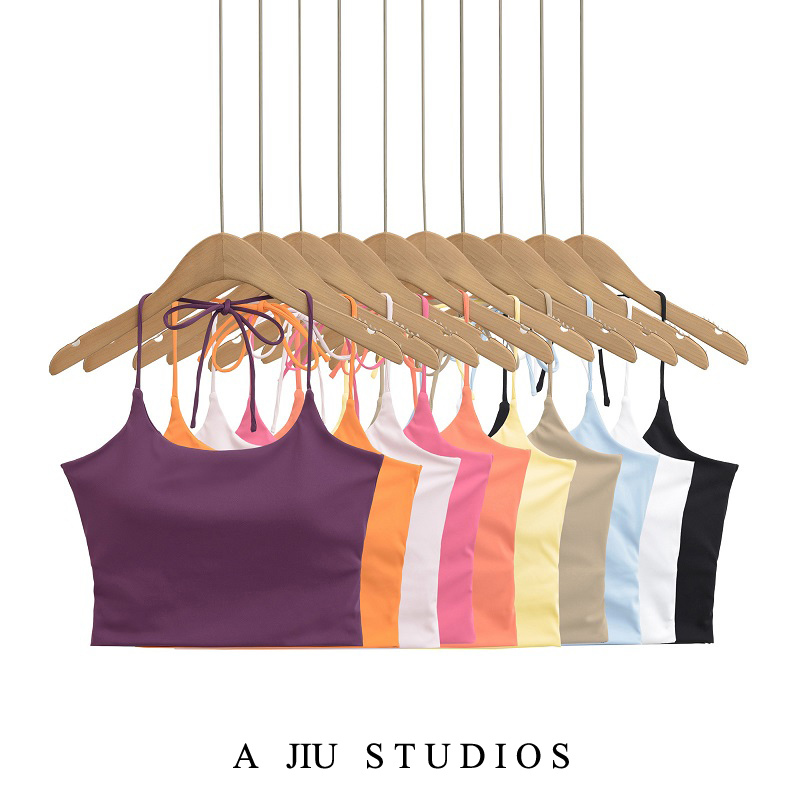 Dopamine All-In-One Halter Neck Camisole with Chest Pads for Women, Summer Slim Fit Versatile Yoga Sports Top