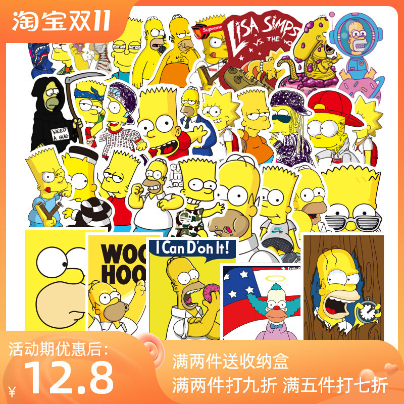 100 Simpsons luggage stickers tide brand stickers trolley case guitar skateboard mobile phone laptop stickers