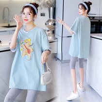 Pregnant Women summer coat bear print premium pregnant women summer suit 2021 new summer pregnant woman T-shirt tide