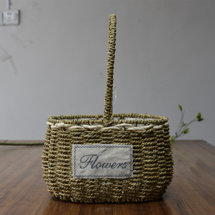 Wicker chậu hoa bình hoa mây hoa cổ điển vườn hoa chậu hoa xô giỏ hoa trồng trong chậu inserter giỏ sắt treo ban công