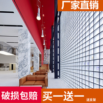 Jinghua super white hollow transparent crystal glass brick partition wall screen art toilet living room background wall Square