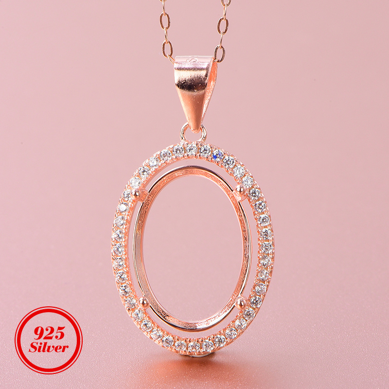 Silver Plated 18K Gold Pendant Setting with Diamond Surround, Oval 4*65*76*87*9-15*20, Multiple Sizes, Gemstone DIY Accessories Silver Plated 18K Gold Pendant Setting with Diamond Surround, Oval 4*65*76*87*9-15*20, Multiple Sizes, Gemstone DIY Accessories