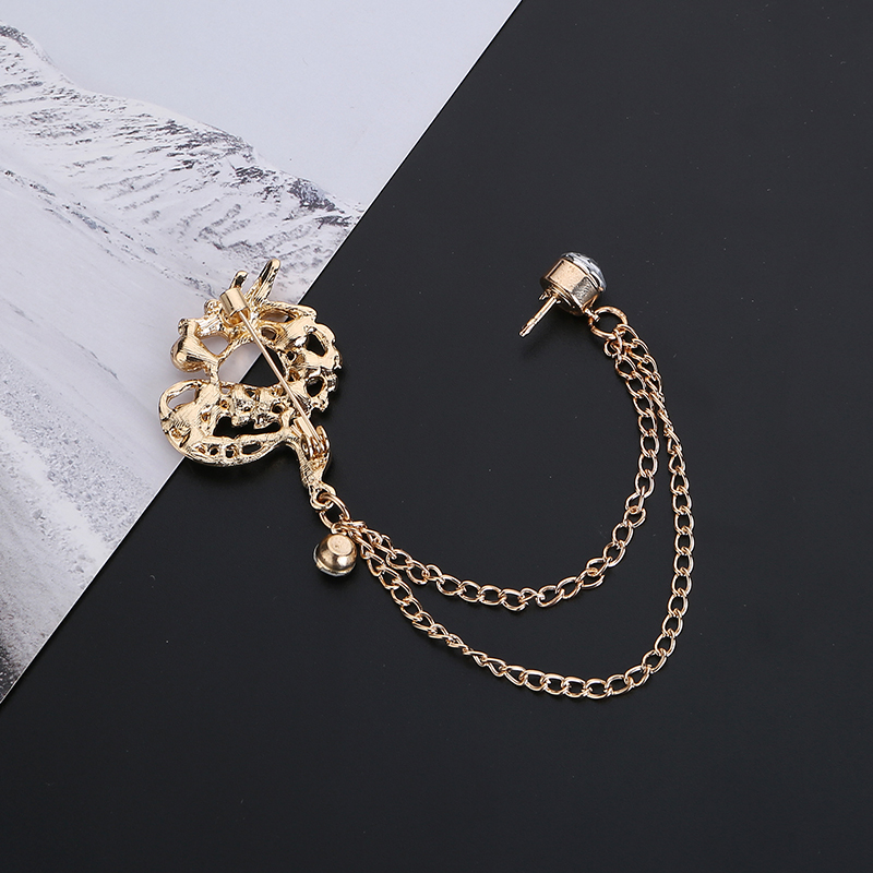 Phong cách Trung Quốc thời trang nam phù hợp với trâm kim cương Trung Quốc chuỗi rồng tua rua cổ áo pin phù hợp với phụ kiện váy - Trâm cài cài áo cao cấp