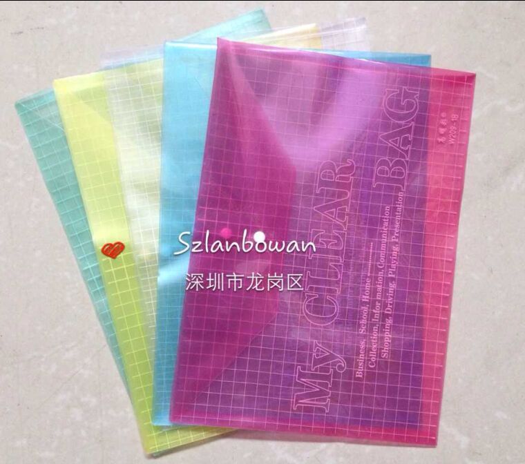 A4 File Plaid Bag Button KIT TRANSPARENT PLASTIC FILE BAG 20 PIECES PER PACK