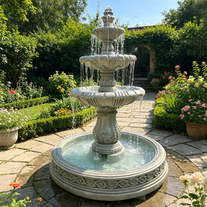 Retro European-Style Courtyard Three-Tier High-End Flowing Water Fountain Fish Pond Decoration for Outdoor Villa Garden Landscaping Retro European-Style Courtyard Three-Tier High-End Flowing Water Fountain Fish Pond Decoration for Outdoor Villa Garden Landscaping