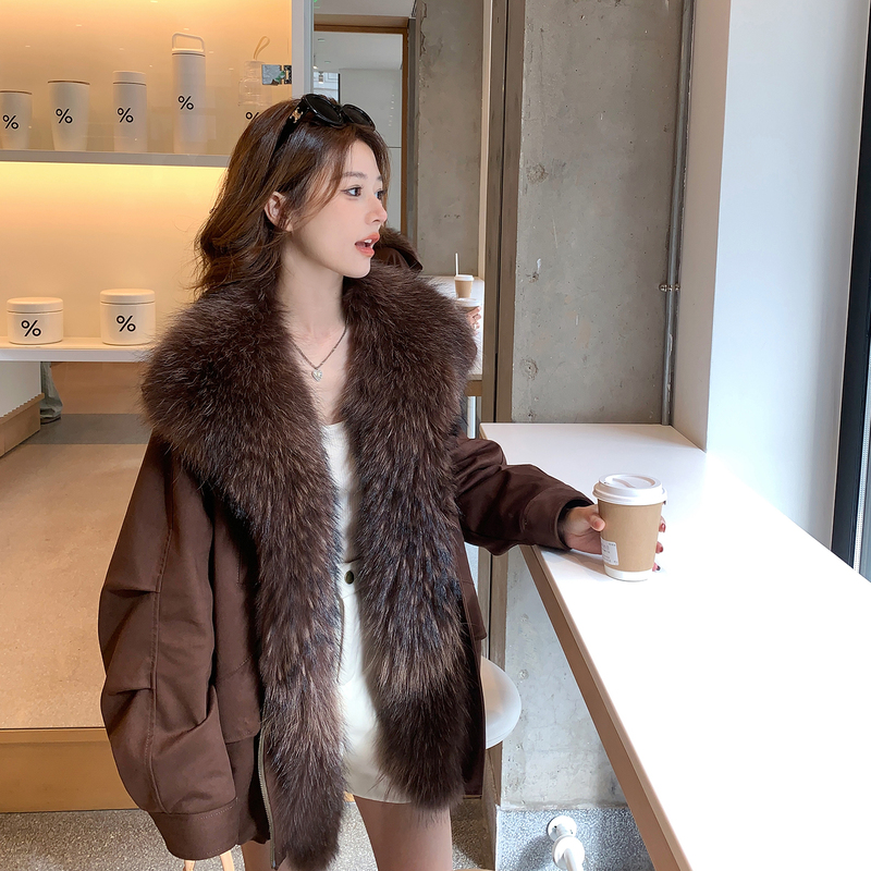 Yaofur's Winter Favorite Raccoon Fur Coat Women's Goose down Parka Young Style