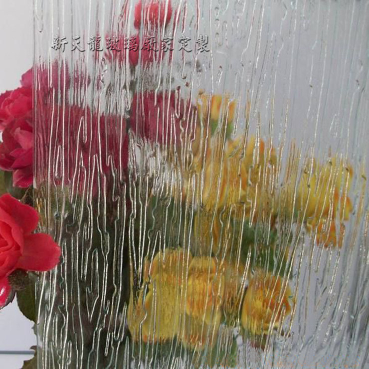 Bark Print Solid Water Textured Steel Chemical Process Glass Bar Genguan Waterproof Partition Screen Doors And Windows Glass Set