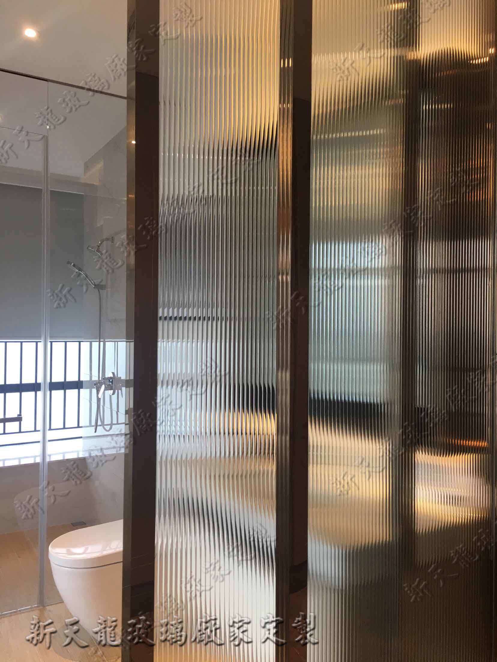 Yuhong striped corrugated art pressing glass minimal narrow border partition screen window window tempered glass custom