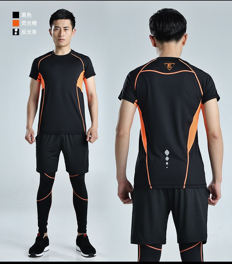 Lu Yifan quần áo tập thể dục nam khô nhanh chạy thể thao phù hợp với phòng tập thể dục mùa xuân và mùa hè ngắn tay tập thể dục đào tạo quần áo nam bộ quần áo tập gym nam