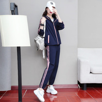 Middle-aged and elderly womens mother autumn suit 2021 new large size loose foreign atmosphere thin age sports two-piece set