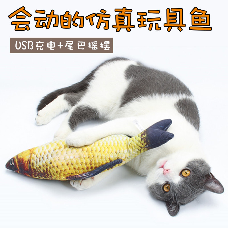 Electric cat toy fish mint simulation fish mint cup pillow grinding teeth tease cat carp paw paw children