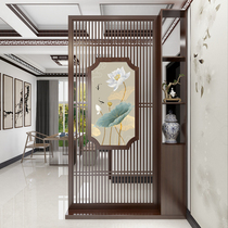 Door-to-door screen partition Living room Dining room entrance cabinet Solid wood hollow decoration New Chinese shelf Bogu rack