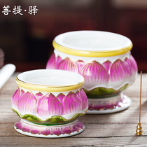  Rich color porcelain depicting gold lotus incense burner Household Buddha front incense burner sandalwood stove Ceramic Buddha worship incense burner