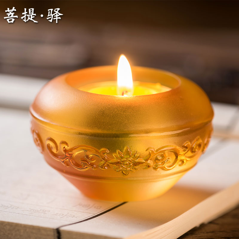 Boutique Seven Colors Glazed auspicious Lotus Thickened Wax Candleholder Ghee oil lamp for a lamp stand Bodhi