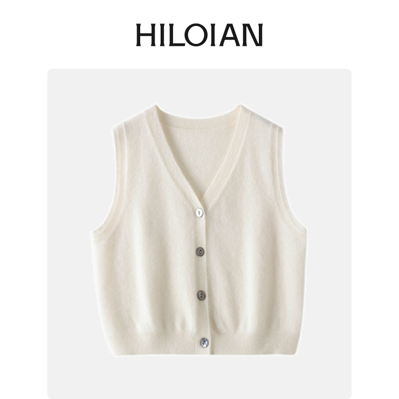G Quality Recommendation~100% Pure Cashmere Women's V-Neck Solid Color Casual Vest 2026 Autumn Cashmere Cardigan Vest