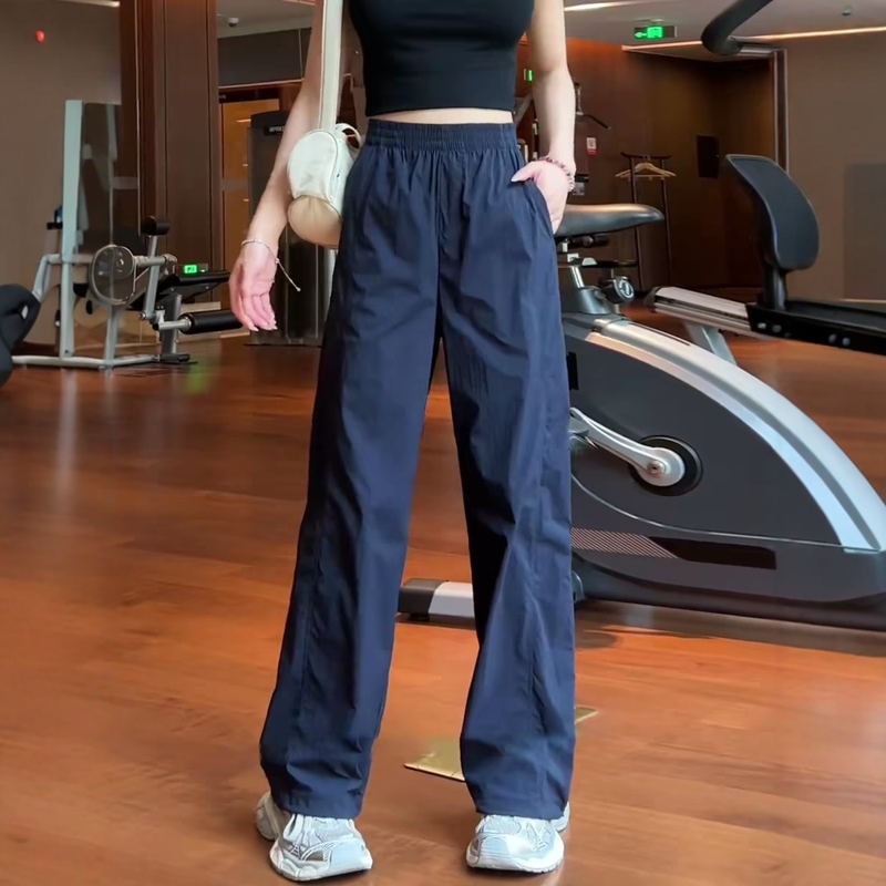Ice Silk Quick-Drying Work Pants for Women, Summer Thin Style 2026 New Model, Cropped Length for Petite Figures, Casual Straight-Leg Wide-Leg Sports Pants