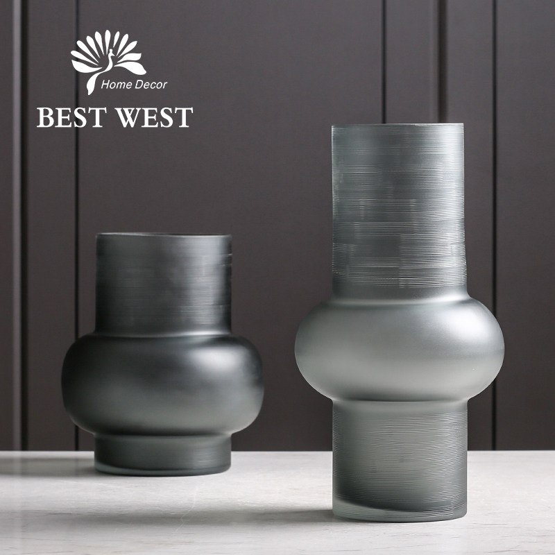 Minimalist Geometric Abstract Thickened Glass Vase Light Lavish Creative Home Living Room Prototype Room TV Cabinet Exhibition Hall Hem