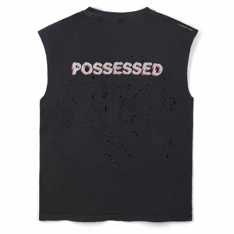 New Satisfy 10Th Anniversary Limited Edition Retro Fashion Splash-Ink Round-Neck Printed Wormhole Vest T-Shirt New Satisfy 10Th Anniversary Limited Edition Retro Fashion Splash-Ink Round-Neck Printed Wormhole Vest T-Shirt