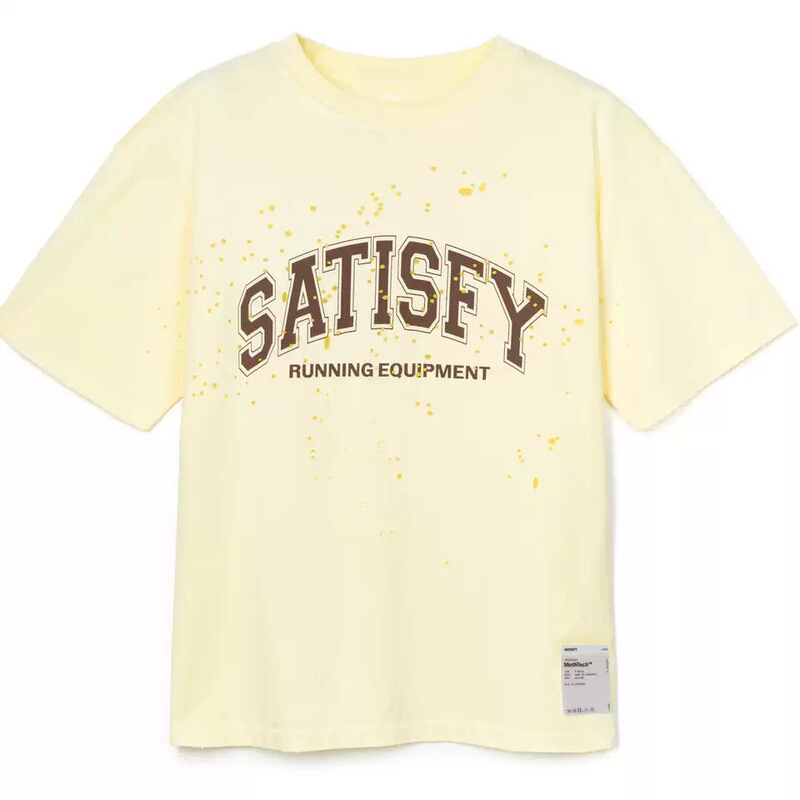 Satisfy26Ss New Letter Logo Distressed Pure Cotton Breathable and Comfortable Short-Sleeve Vest New Color Yellow Satisfy26Ss New Letter Logo Distressed Pure Cotton Breathable and Comfortable Short-Sleeve Vest New Color Yellow