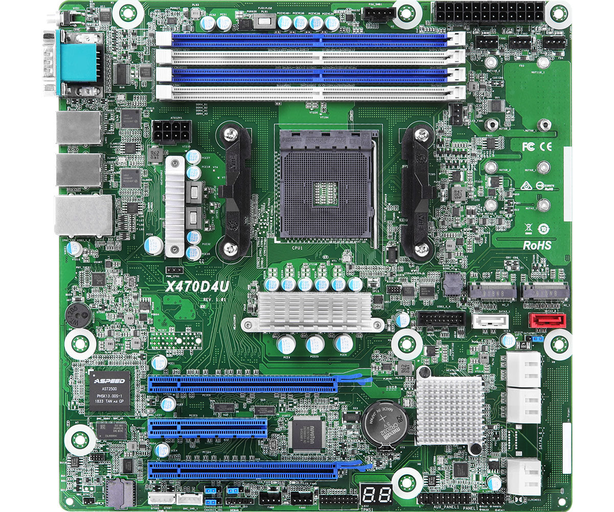 ASRock X470D4U 伺服器主机板 支援AMD AM4 DDR4 ECC 记忆体 千兆网口设计-Taobao-Tmall