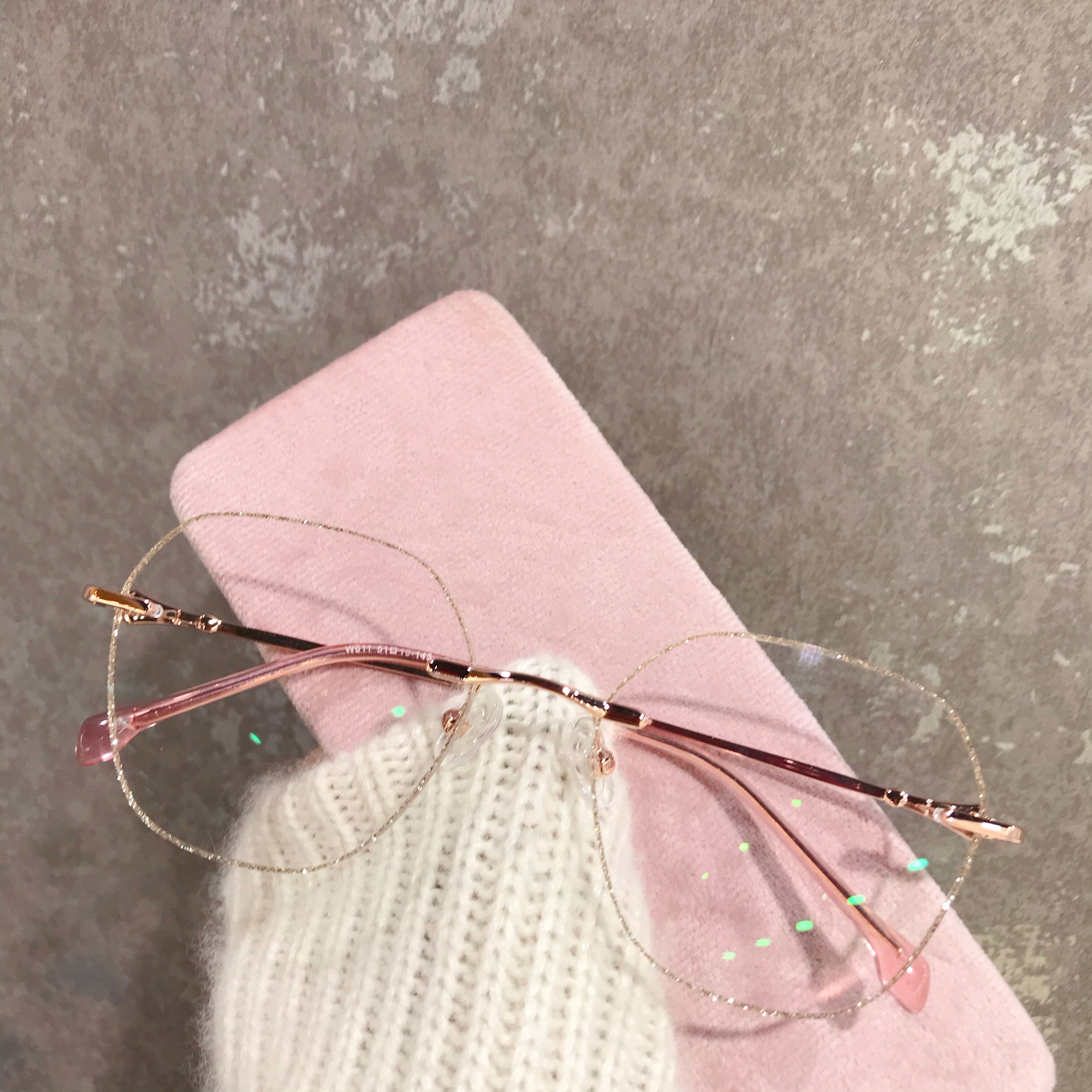 Small red book water drill myopia glasses female can be equipped with degree diamond without frame cut edge large face eye frame finished wave