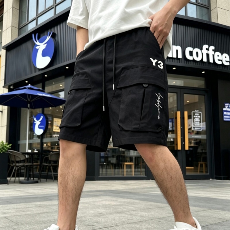 Al Studios Trendy Brand Y3 Workwear Style Multi-Pocket Shorts Men's Summer Loose Functional Knee-Length Shorts Men