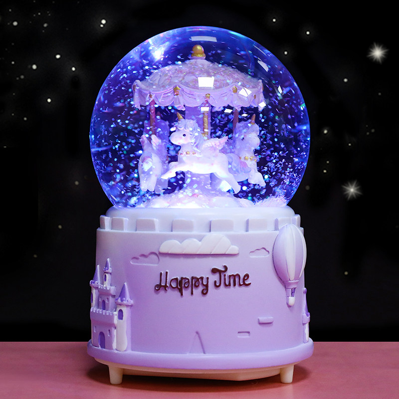 Carousel crystal ball music box boys girls princess music box children ten years old practical birthday gifts