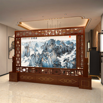 New Chinese solid wood screen partition Living room Xuanguan Hall Unit Office Division Hotel Classical log seat screen Customized