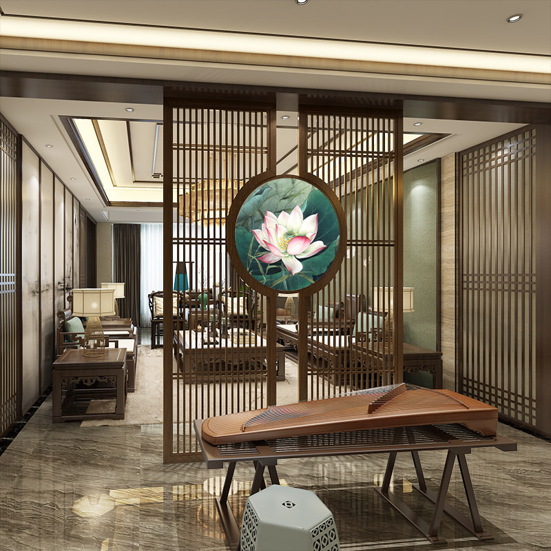 New Chinese solid wood entering screen room partition walnut bedroom to block home with modern minimal household type