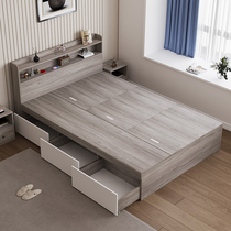 Lit double 1 8 m tatami hauteur casse contenant un tiroir de rangement solide 1 5 chambre de maître minimaliste avec un seul lit adulte bois